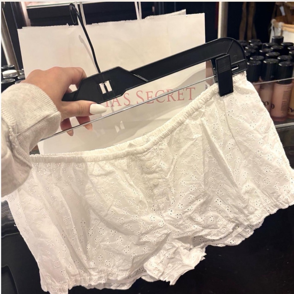 Frankie’s Bikinis X PINK Victoria's Secret White Eyelet Lace Shorts